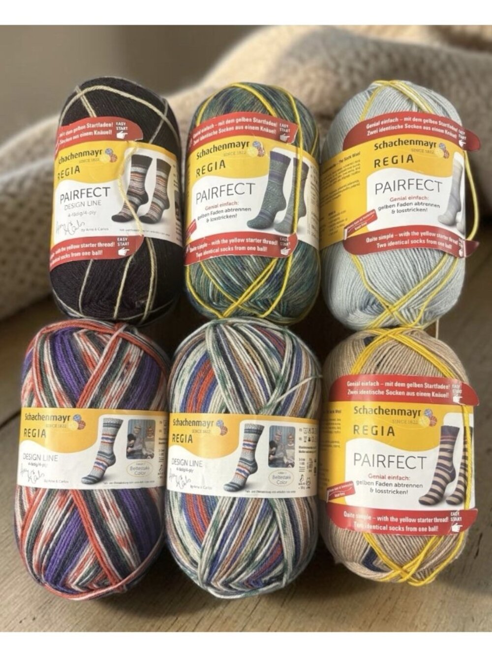 Schachenmayr REGIA Sock Yarn Lot 6 Pairfect Arne & Carlos Design Line 4-Ply